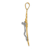 14k Two-tone INRI Fleur De Lis Crucifix Pendant