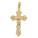 14k Two-tone INRI Fleur De Lis Crucifix Pendant