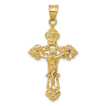 14k INRI Fleur De Lis Crucifix Pendant