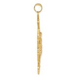 14k INRI Fleur De Lis Crucifix Pendant