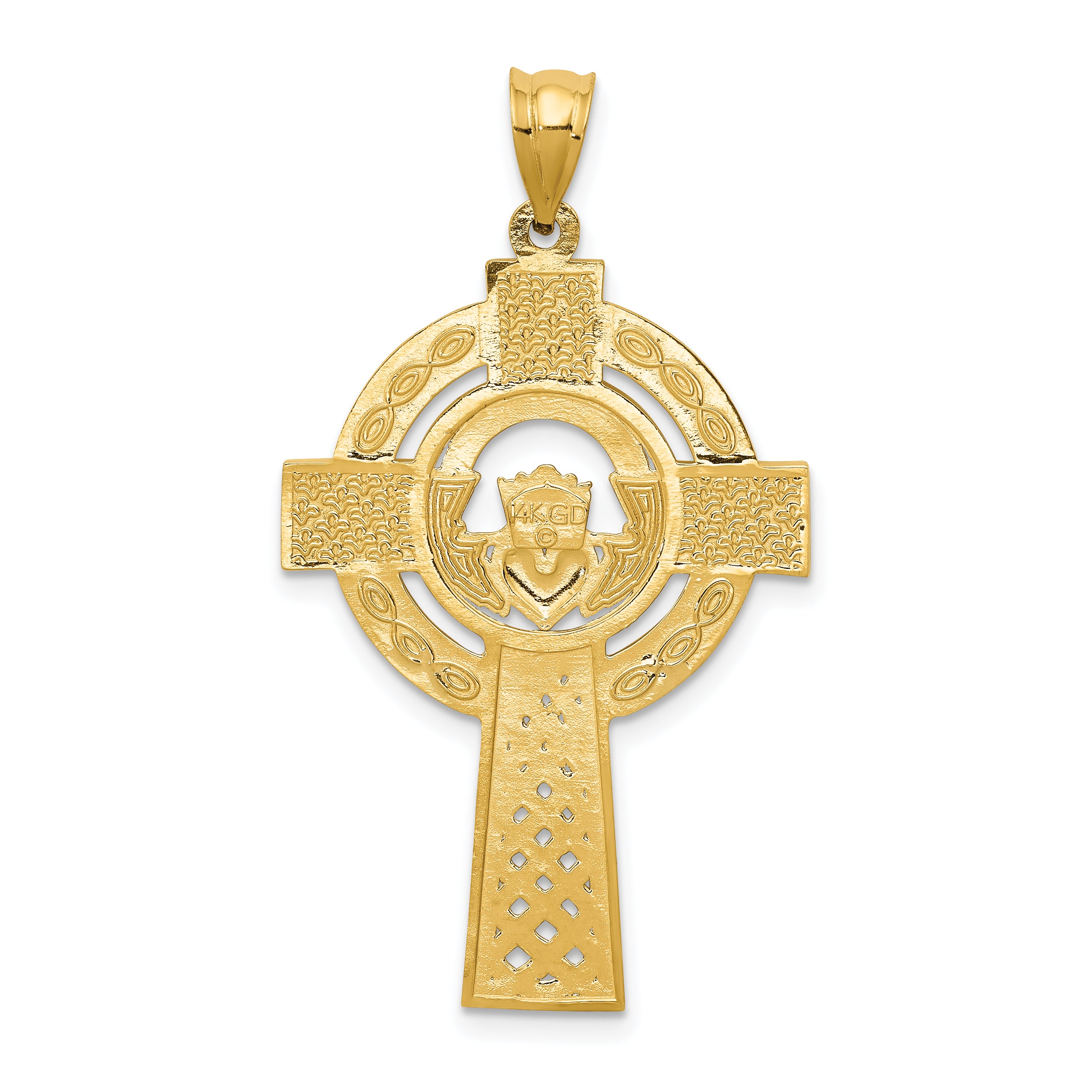14k Celtic Claddagh Cross Pendant