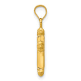 14k Fleur de Lis Hollow Cross Charm