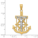 14k Two-tone Diamond-cut Mariners Crucifix Pendant