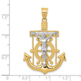 14k Two-tone Diamond-cut Mariners Crucifix Pendant