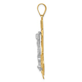14k Two-tone Diamond-cut Mariners Crucifix Pendant