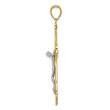 14k Two-tone Diamond-cut Crucifix Pendant