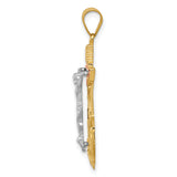 14k Tri-color Diamond-cut w/Textured Mariners Crucifix Pendant