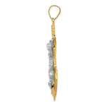 14k Tri-color Diamond-cut w/Textured Mariners Crucifix Pendant