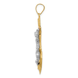 14k Tri-color Diamond-cut w/Textured Mariners Crucifix Pendant
