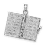 14k White Gold 3-D Holy Bible w/ Lords Prayer Moveable Charm