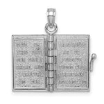 14k White Gold 3-D Holy Bible w/ Lords Prayer Moveable Charm