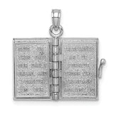 14k White Gold 3-D Holy Bible w/ Lords Prayer Moveable Charm