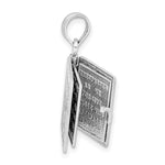 14k White Gold 3-D Holy Bible w/ Lords Prayer Moveable Charm