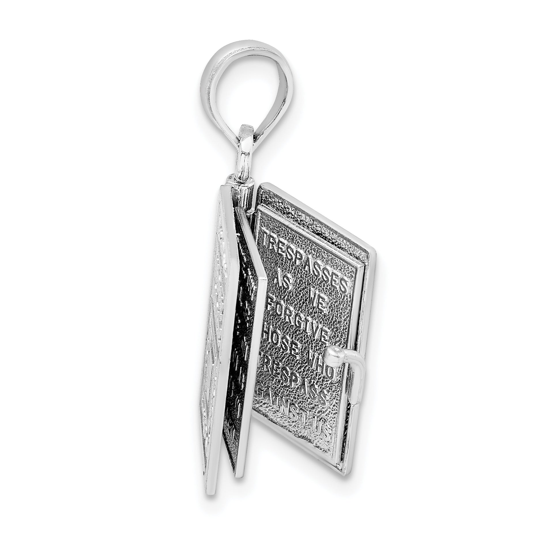 14k White Gold 3-D Holy Bible w/ Lords Prayer Moveable Charm