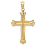 14K w/Rhodium Budded Yellow Cross Frame Pendant