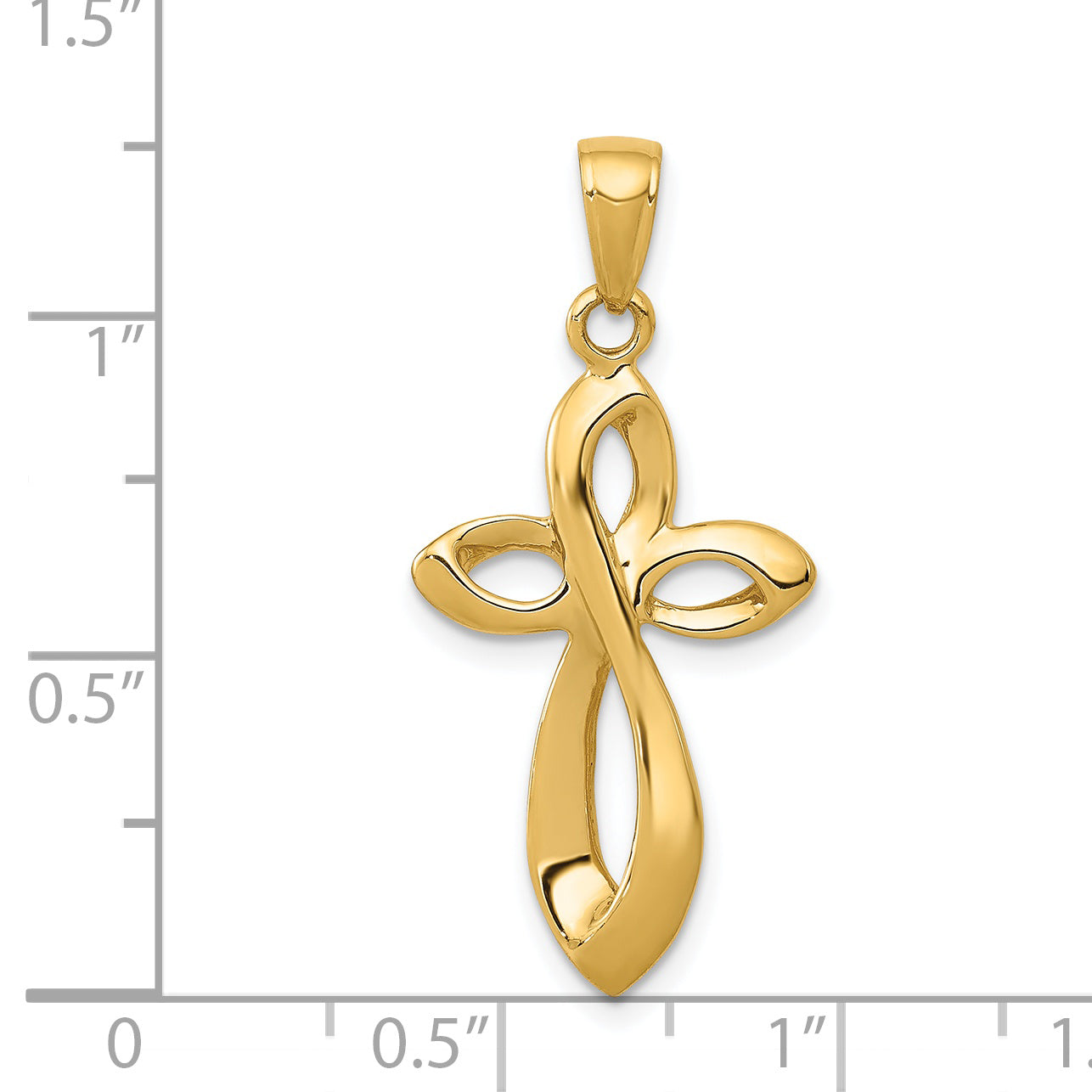 14K Polished w/Satin Figure 8 Cross Pendant