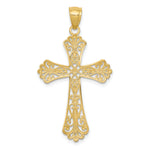 14k w/Rhodium Diamond-cut Cross Pendant