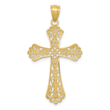14k w/Rhodium Diamond-cut Cross Pendant