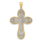 14K Two-tone Diamond-cut Layered Cross Pendant