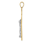 14K Two-Tone D/C Large Block Filigree Crucifix Pendant