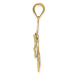 14k w/Rhodium Diamond-cut Mariners Crucifix Pendant
