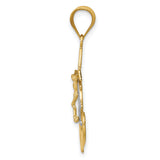 14k w/Rhodium Diamond-cut Mariners Crucifix Pendant