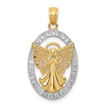 14K W/Rhodium BELIEVE PEACE FAITH HOPE Angel Pendant