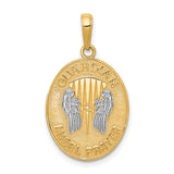 14K W/Rhodium Reversible Guardian Angel Prayer Pendant