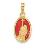 14K Red Enamel Praying Hands and Cross Pendant
