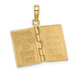 14K 3-D Moveable Pages Serenity Prayer Book Pendant