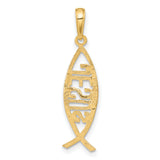 14K Ichthus Fish W/ JESUS Pendant
