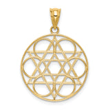 14k Star of David Circle Pendant