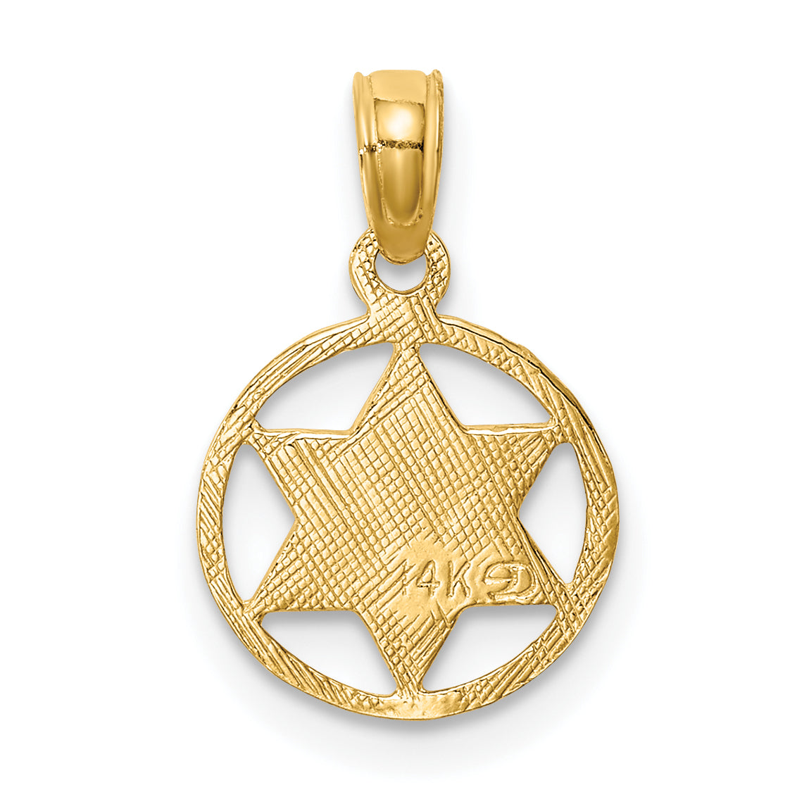 14K Star of David in Circle Frame Pendant