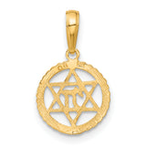 14K Star of David and Chai in Circle Pendant