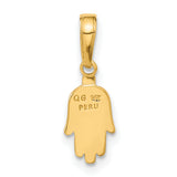 14K Small Solid Hamsa Pendant