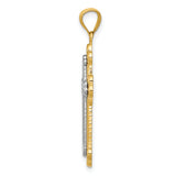14k Two-tone Budded Cross Pendant