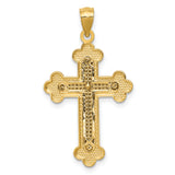 14k Two-tone Budded Cross Pendant