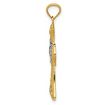 14K w/Rhodium Diamond-Cut Cross Pendant