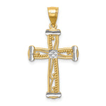14K w/Rhodium Cross Pendant