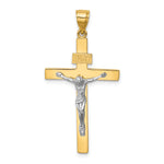 14K Two-tone INRI Crucifix Pendant