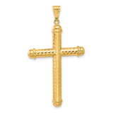 14K Polished and Diamond-cut Cross Pendant