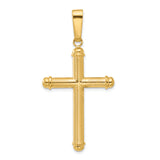 14K Polished and Textured Cross Pendant