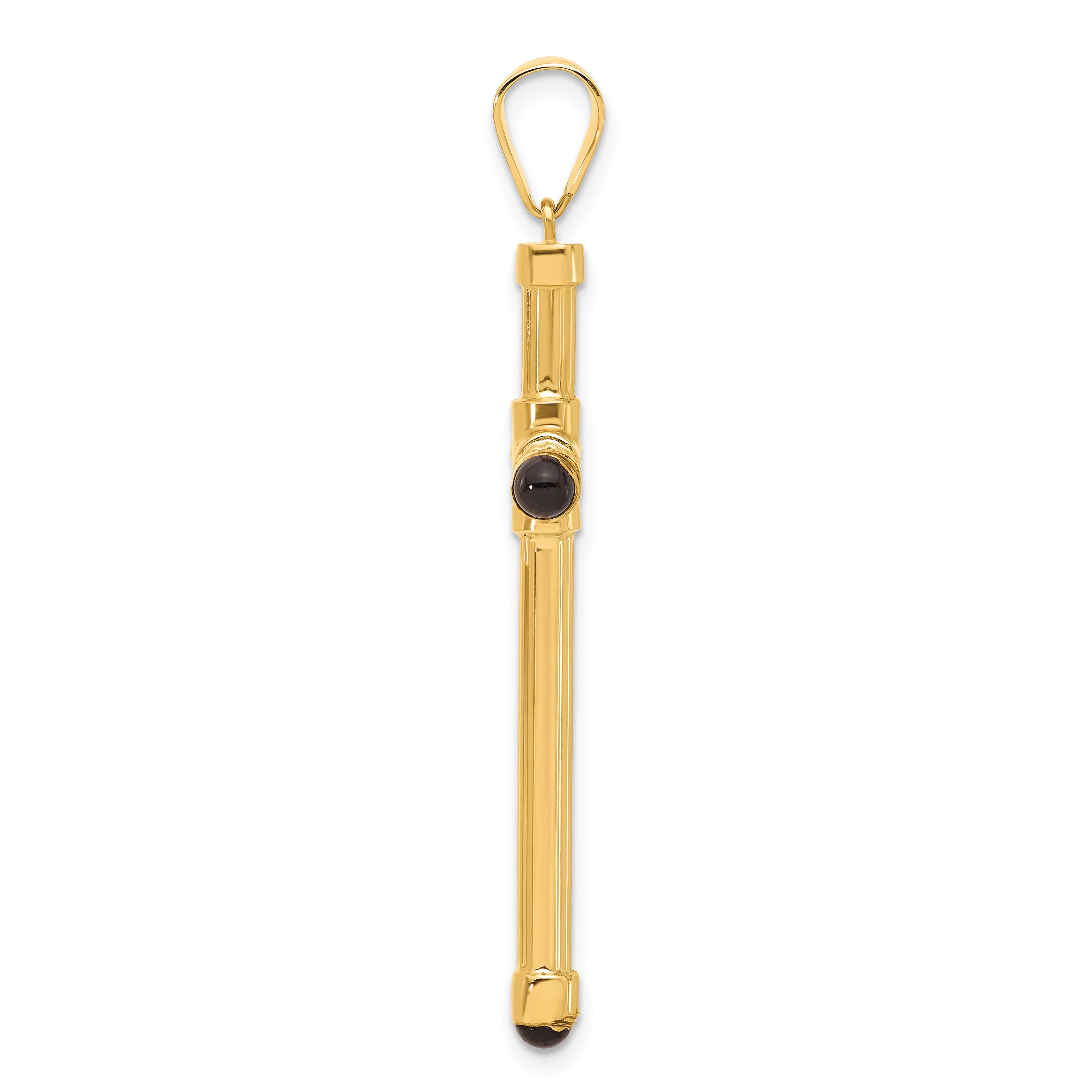14K Polished with Black Onyx Cross Pendant