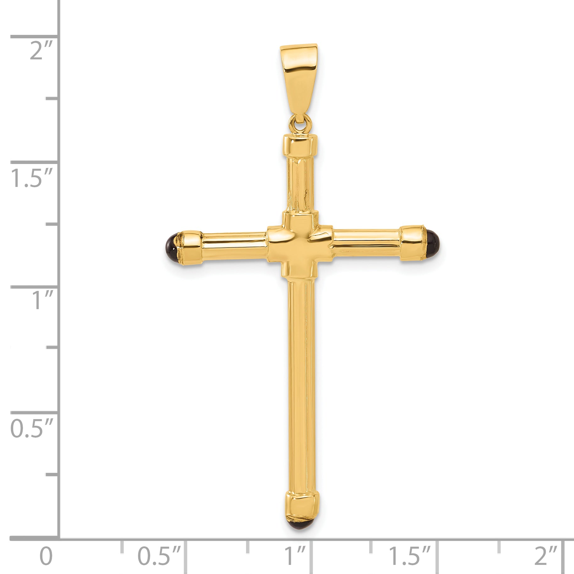 14K Polished with Black Onyx Cross Pendant