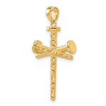 14K Polished and Textured Nails Cross Pendant