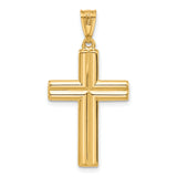 14K Two-tone Polished and Textured Crucifix Pendant
