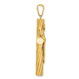 14K Polished and Textured Crucifix Pendant