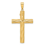 14K Polished and Textured Crucifix Pendant