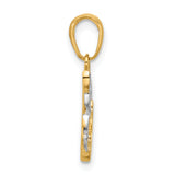 14K with White Rhodium D/C Doves Pendant