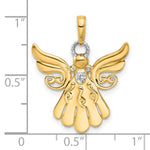 14k with White Rhodium D/C Angel Pendant